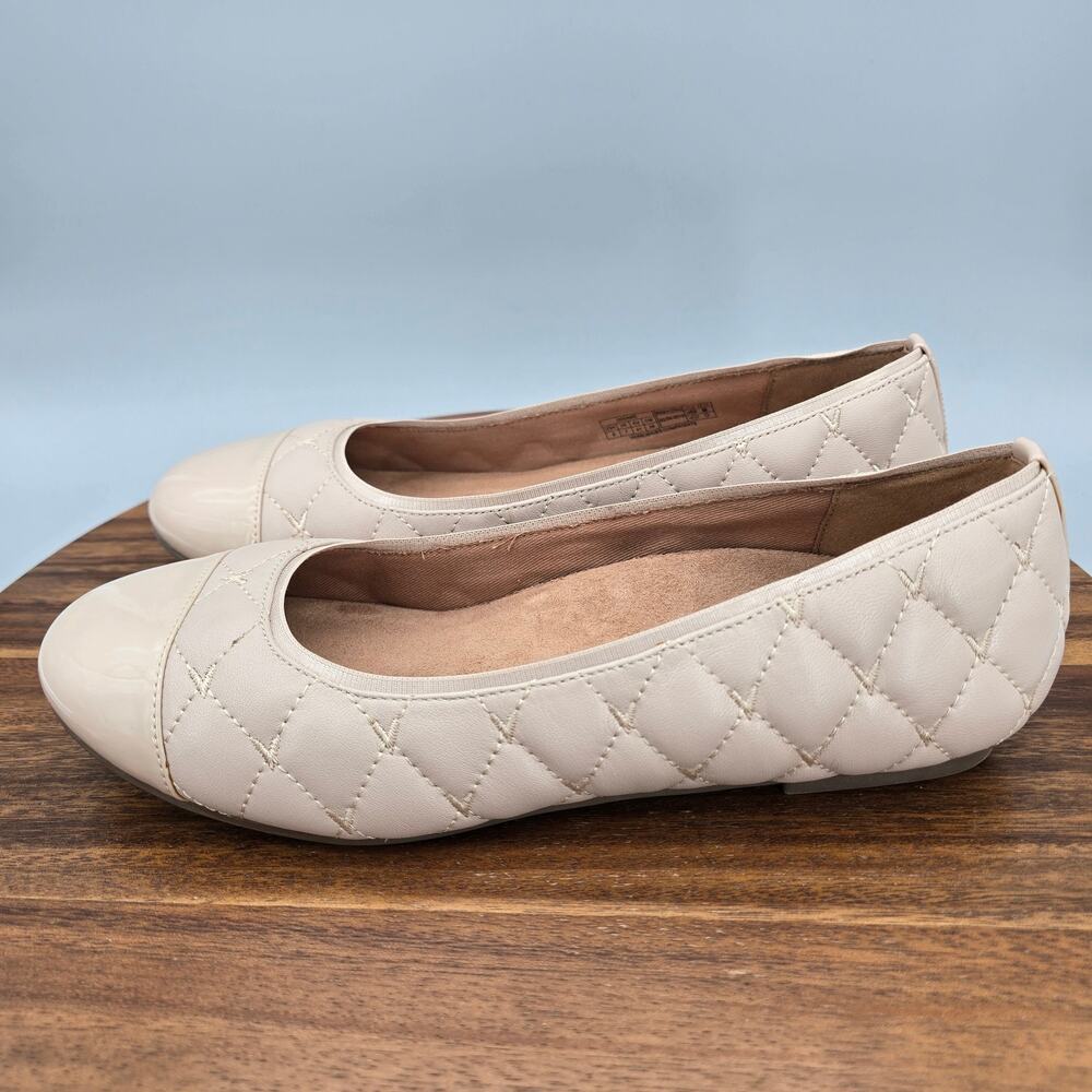 Vionic Desiree Shoes Womens 9 Nude Beige Leather Quilted Ballet Flats Comfort - Picture 3 of 8